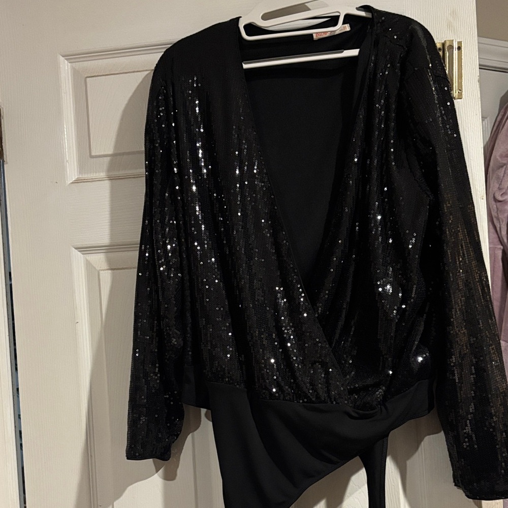 Elegant Black Sequin Blouse